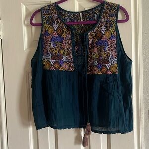 Free People Multicolor Embroidered Tank Top
